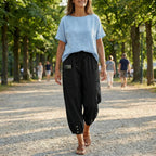Women's Summer Relaxed Pants with Pockets and Drawstring Waist