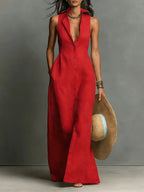Women's Summer Shirt Maxi Dress with Pockets