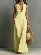 Women's Summer Shirt Maxi Dress with Pockets