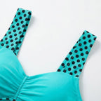 Women's Summer Swimdress with Paisley Print Skirt and Sweetheart Neckline