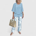 Women's Summer Two-Piece Set with Layered Top