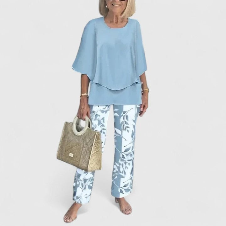 Women's Summer Two-Piece Set with Layered Top