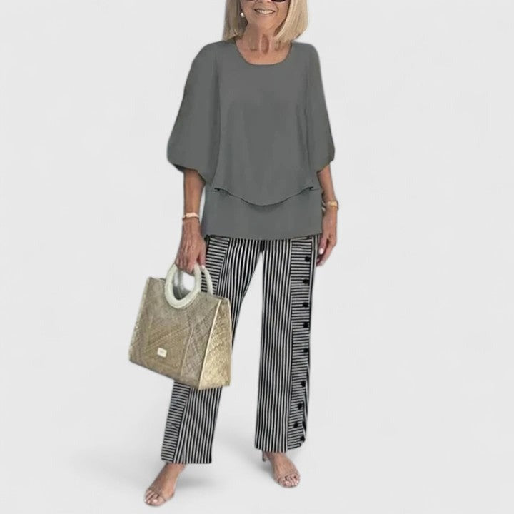 Women's Summer Two-Piece Set with Layered Top