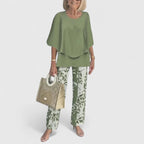 Women's Summer Two-Piece Set with Layered Top