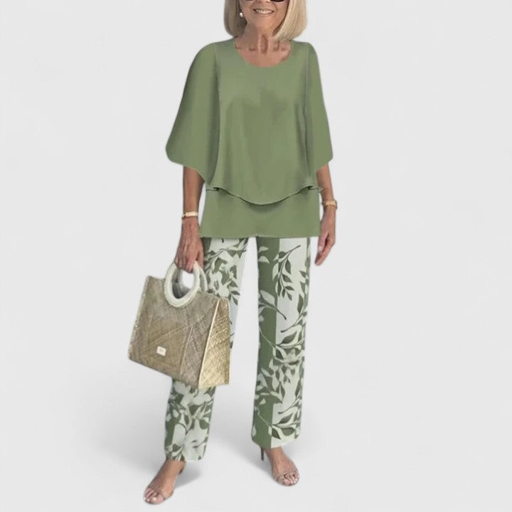 Women's Summer Two-Piece Set with Layered Top