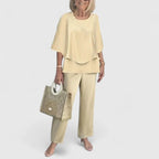 Women's Summer Two-Piece Set with Layered Top