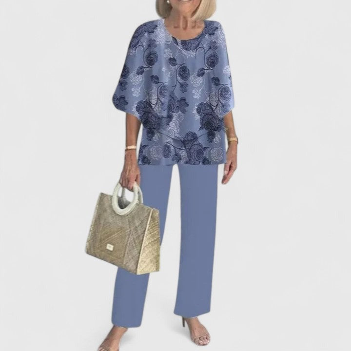 Women's Summer Two-Piece Set with Layered Top