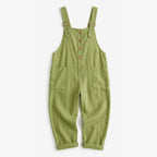 Women's Summer Wide Leg Jumpsuit with Pockets and Button Front
