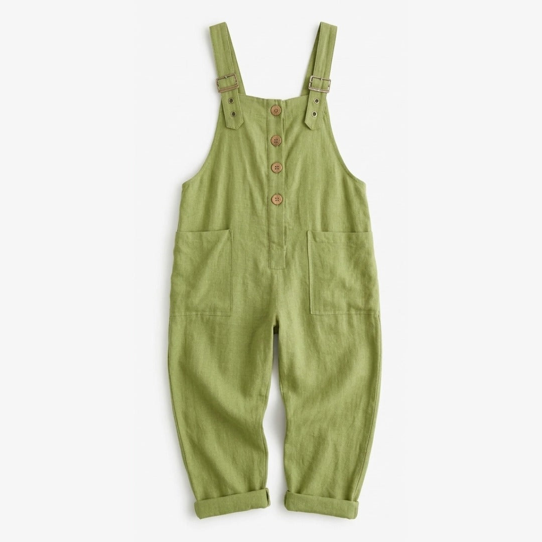 Women's Summer Wide Leg Jumpsuit with Pockets and Button Front