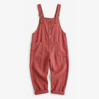 Women's Summer Wide Leg Jumpsuit with Pockets and Button Front