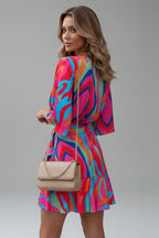 Women's Summer Wrap Mini Dress with V-Neck