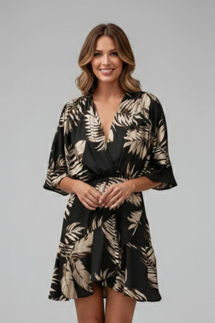 Women's Summer Wrap Mini Dress with V-Neck