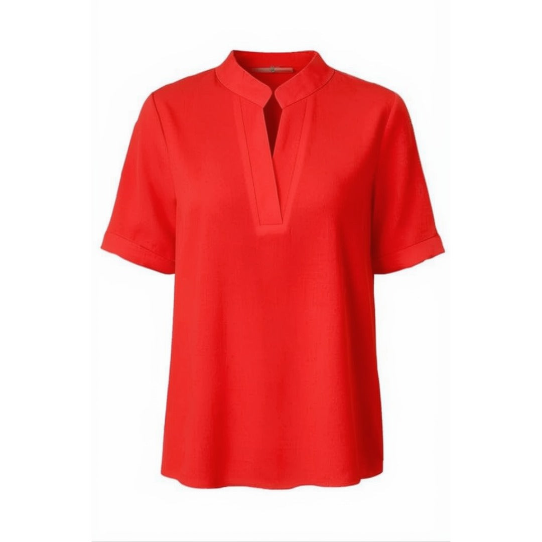 Women's Tunic Blouse with Short Sleeves and V-Neck