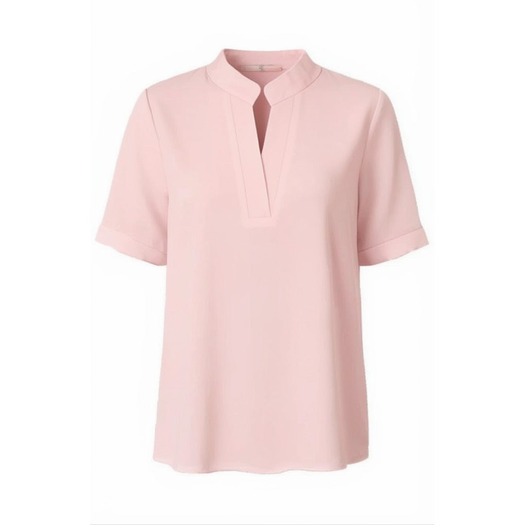 Women's Tunic Blouse with Short Sleeves and V-Neck