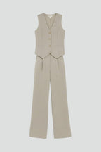 Women's Two Piece Elegant Set with Vest and Wide Leg Pants