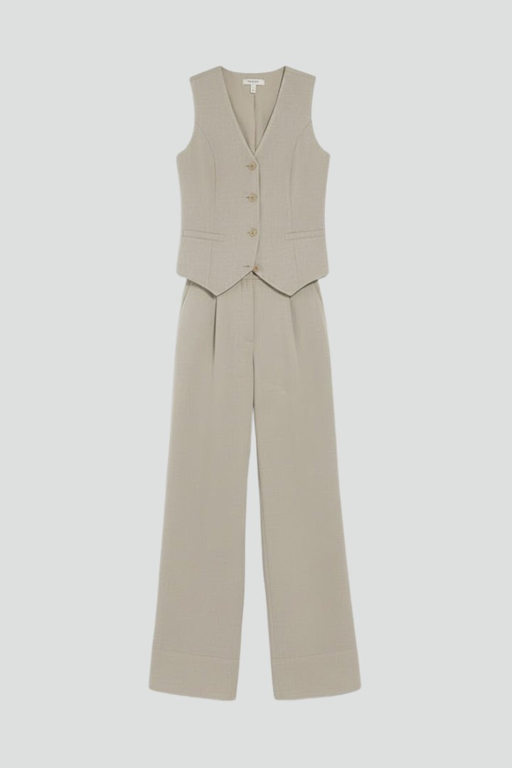 Women's Two Piece Elegant Set with Vest and Wide Leg Pants