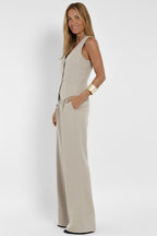 Women's Two Piece Elegant Set with Vest and Wide Leg Pants
