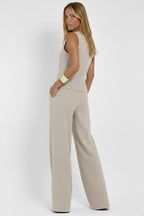 Women's Two Piece Elegant Set with Vest and Wide Leg Pants
