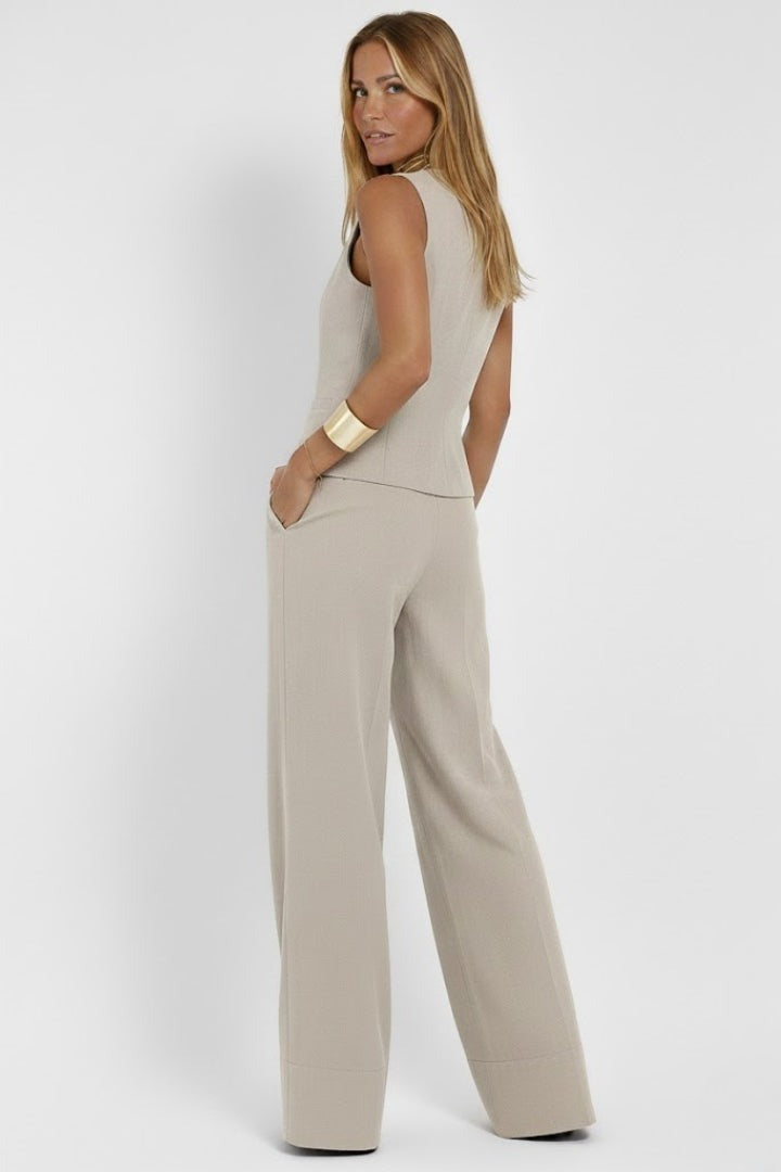 Women's Two Piece Elegant Set with Vest and Wide Leg Pants