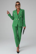 Women's Two Piece Formal Trouser Suit with Gold Button Jacket