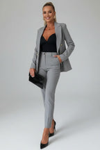 Women's Two Piece Formal Trouser Suit with Gold Button Jacket