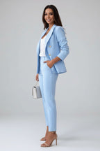 Women's Two Piece Formal Trouser Suit with Gold Button Jacket