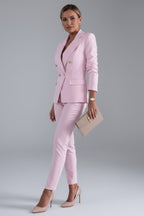 Women's Two Piece Formal Trouser Suit with Gold Button Jacket