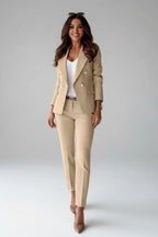 Women's Two Piece Formal Trouser Suit with Gold Button Jacket