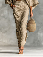Women's Two Piece Oversized Co-Ord Set with Batwing Top and Wide Leg Pants