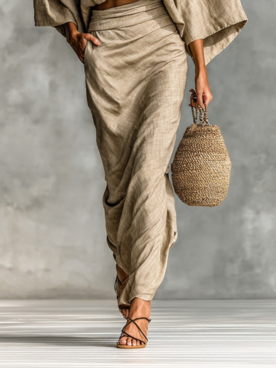 Women's Two Piece Oversized Co-Ord Set with Batwing Top and Wide Leg Pants