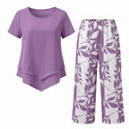 Women's Two Piece Summer Co-Ord Set with Tunic Top and Straight Leg Pants