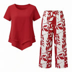 Women's Two Piece Summer Co-Ord Set with Tunic Top and Straight Leg Pants