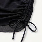 Women's Two Piece Swimsuit Set with V-Neck Top and Ruched Skirt