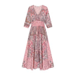 Women's Wedding Guest Boho Maxi Dress with V-Neck and Pockets