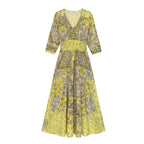 Women's Wedding Guest Boho Maxi Dress with V-Neck and Pockets