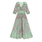 Women's Wedding Guest Boho Maxi Dress with V-Neck and Pockets