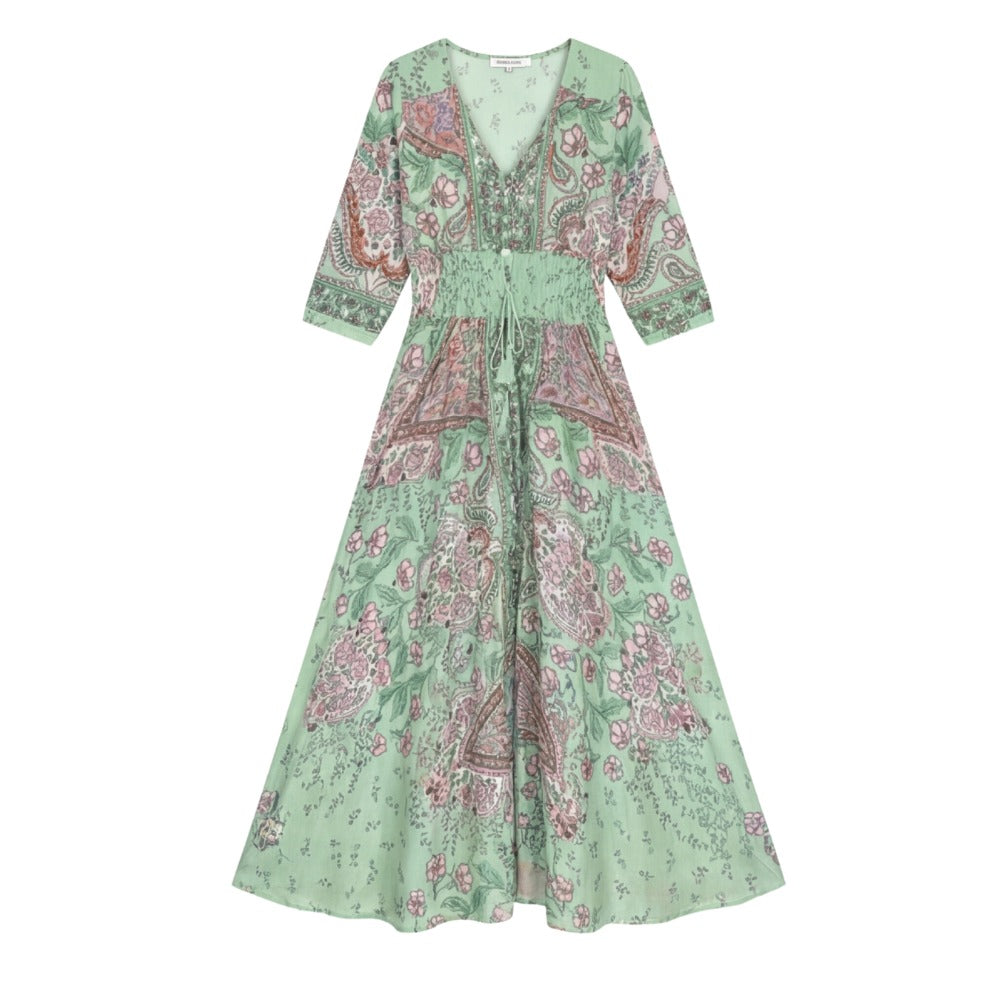Women's Wedding Guest Boho Maxi Dress with V-Neck and Pockets – Gandolin