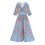 Women's Wedding Guest Boho Maxi Dress with V-Neck and Pockets
