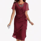 Women's Wedding Guest Cocktail Dress with Twist Knot Detail