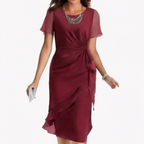 Women's Wedding Guest Cocktail Dress with Twist Knot Detail