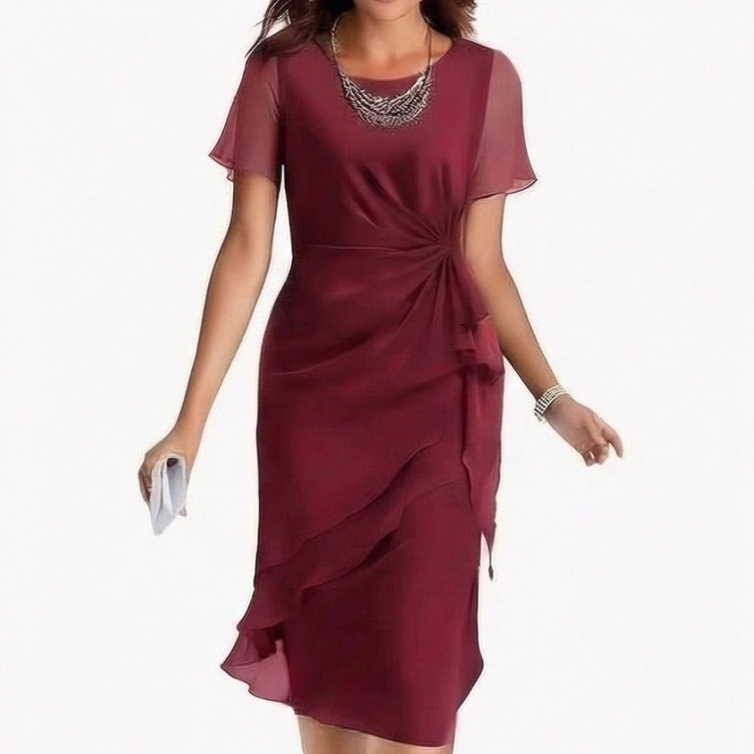Women's Wedding Guest Cocktail Dress with Twist Knot Detail