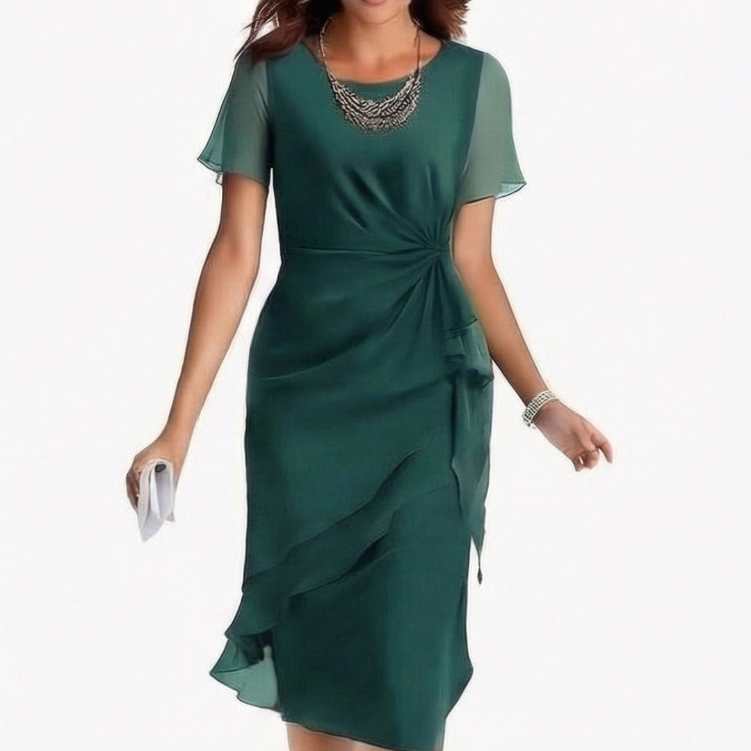 Women's Wedding Guest Cocktail Dress with Twist Knot Detail