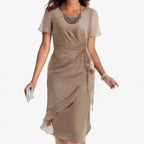 Women's Wedding Guest Cocktail Dress with Twist Knot Detail