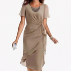 Women's Wedding Guest Cocktail Dress with Twist Knot Detail