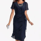 Women's Wedding Guest Cocktail Dress with Twist Knot Detail