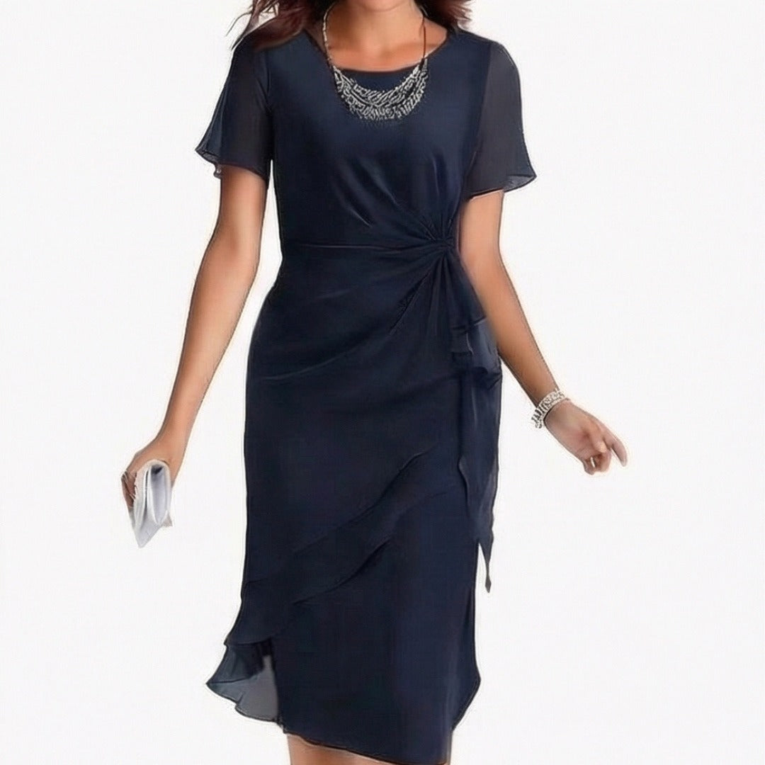Women's Wedding Guest Cocktail Dress with Twist Knot Detail