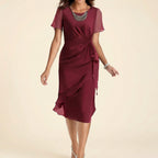 Women's Wedding Guest Cocktail Dress with Twist Knot Detail