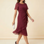 Women's Wedding Guest Cocktail Dress with Twist Knot Detail