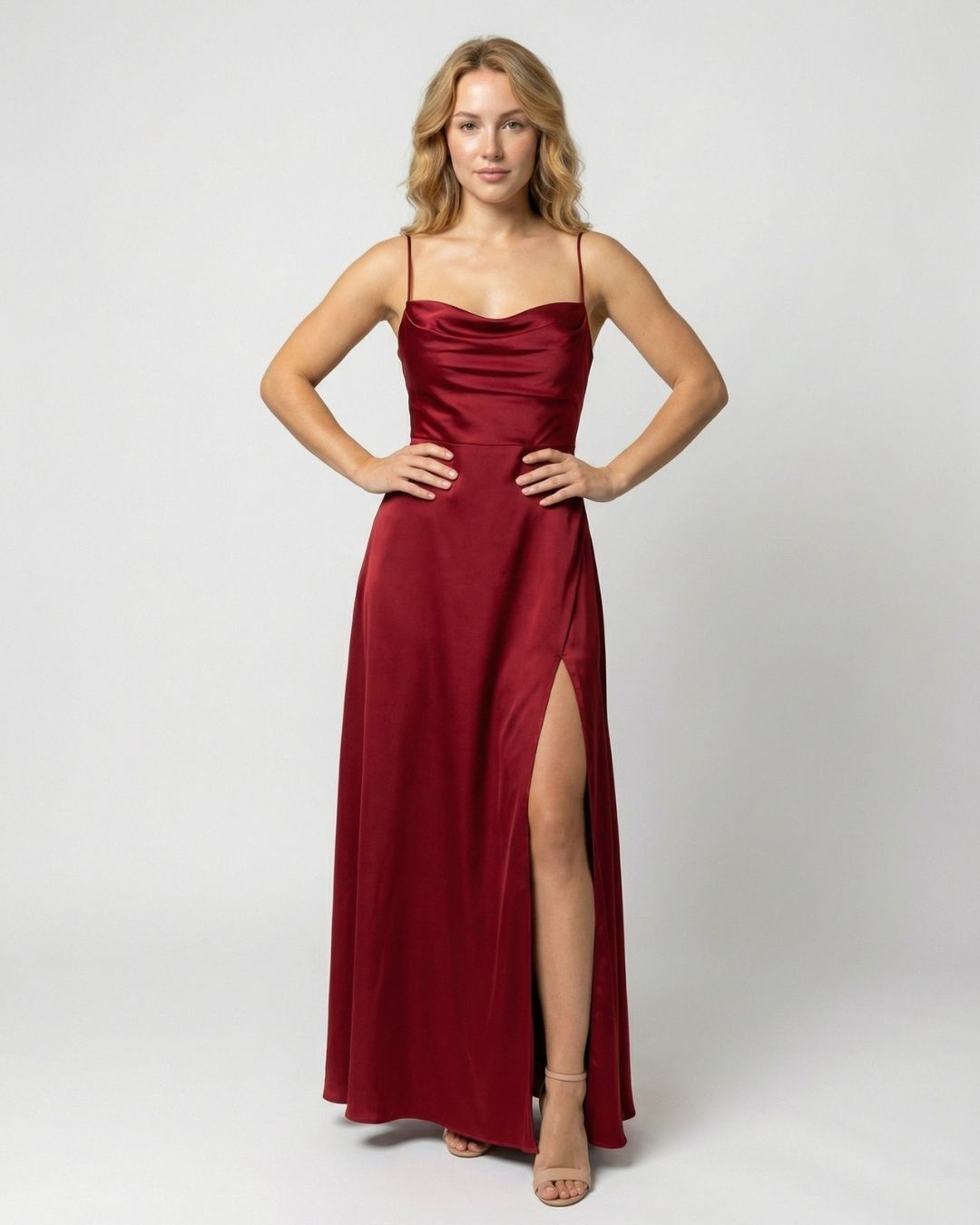 Women's Wedding Guest Evening Maxi Dress with Lace-Up Back