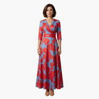 Women's Wedding Guest Floral Maxi Dress with V-Neckline